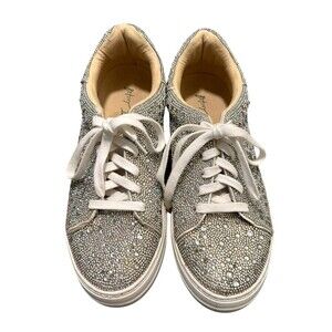 Betsey Johnson sneakers Rhinestone Platform SB Sidney Size 9.5 Women glam bride